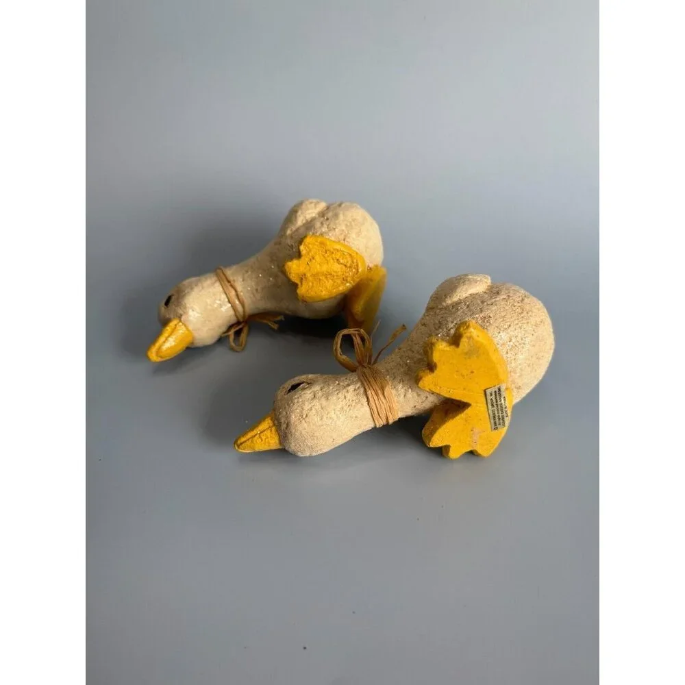 Vintage Enesco Baby Duck Figurines With Ribbons & Glitter 6" Long Easter Decor - Picture 13 of 14